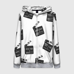 Толстовка на молнии женская Съёмочная хлопушка, цвет: 3D-меланж