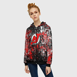 Толстовка на молнии женская New Jersey Devils NHL black, цвет: 3D-черный — фото 2