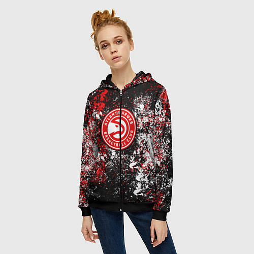 Женская толстовка на молнии Atlanta Hawks / 3D-Черный – фото 3