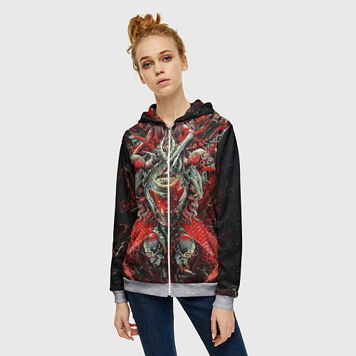 Женская толстовка на молнии Doom постер к игре / 3D-Меланж – фото 3