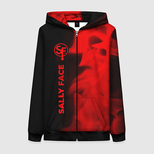 Женская толстовка на молнии Sally Face - red gradient по-вертикали / 3D-Черный – фото 1