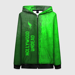 Женская толстовка на молнии Hollywood Undead - green gradient по-вертикали