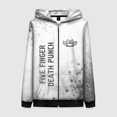 Женская толстовка на молнии Five Finger Death Punch - white gradient вертикаль / 3D-Черный – фото 1