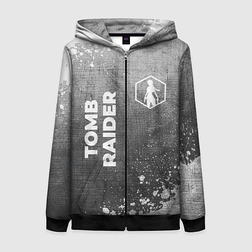 Женская толстовка на молнии Tomb Raider - grey gradient вертикально / 3D-Черный – фото 1