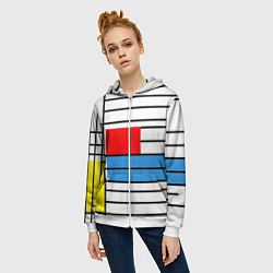 Толстовка на молнии женская В стиле мондриана, цвет: 3D-белый — фото 2