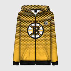 Толстовка на молнии женская Бостон Брюинз - паттерн треугольников, цвет: 3D-черный