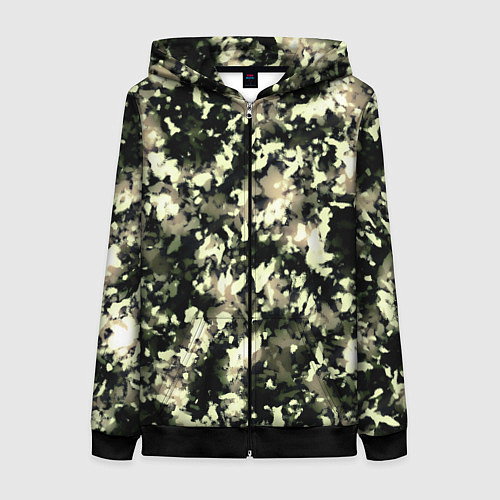 Женская толстовка на молнии Пятнистый чёрно-бежевый / 3D-Черный – фото 1