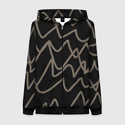 Женская толстовка на молнии Кривые рукописные линии чёрно-коричневый