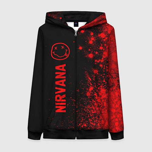 Женская толстовка на молнии Nirvana - red gradient по-вертикали / 3D-Черный – фото 1