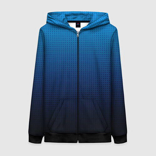 Женская толстовка на молнии Из голубого в чёрный градиент с точками / 3D-Черный – фото 1