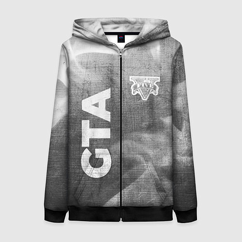 Женская толстовка на молнии GTA - grey gradient вертикально / 3D-Черный – фото 1