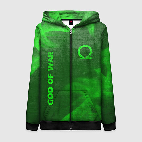 Женская толстовка на молнии God of War - green gradient вертикально / 3D-Черный – фото 1