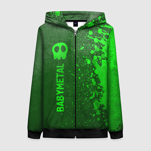 Женская толстовка на молнии Babymetal - green gradient по-вертикали / 3D-Черный – фото 1