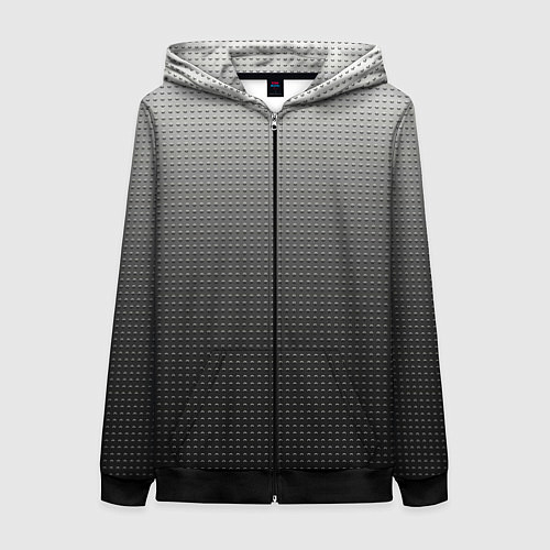 Женская толстовка на молнии Градиент металлический тёмно-серый / 3D-Черный – фото 1