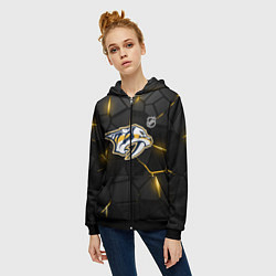 Толстовка на молнии женская Нэшвилл Предаторз - НХЛ хоккей, цвет: 3D-черный — фото 2
