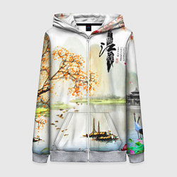 Женская толстовка на молнии China Landscape