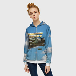 Толстовка на молнии женская Bombardino Crocodillo мем, цвет: 3D-белый — фото 2