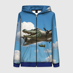 Толстовка на молнии женская Бомбардиро крокодило, цвет: 3D-синий