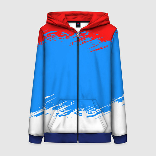Женская толстовка на молнии Патриот - флаг / 3D-Синий – фото 1