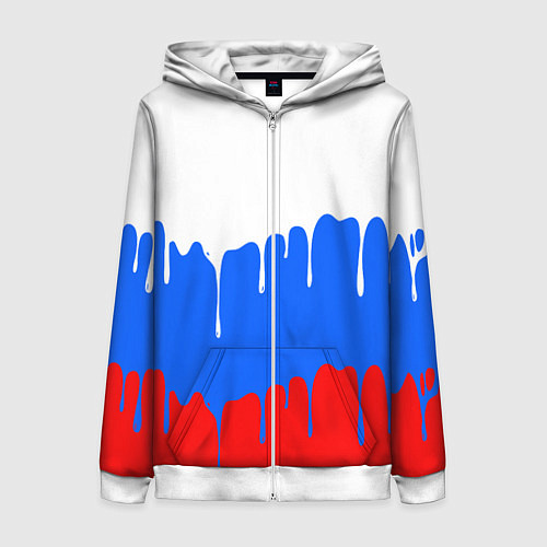 Женская толстовка на молнии Патриот - флаг / 3D-Белый – фото 1