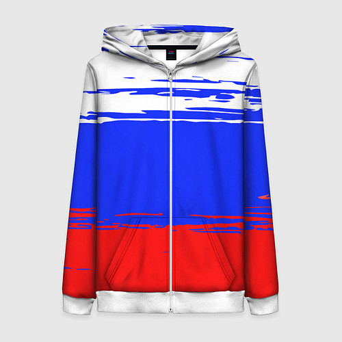Женская толстовка на молнии Патриот - флаг / 3D-Белый – фото 1
