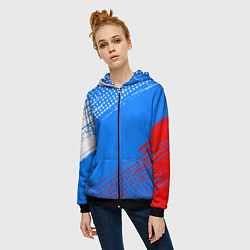 Толстовка на молнии женская Патриот - флаг, цвет: 3D-черный — фото 2