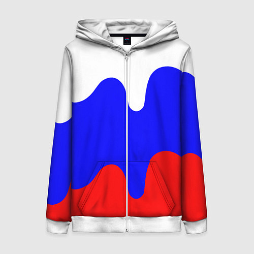 Женская толстовка на молнии Патриот - флаг / 3D-Белый – фото 1