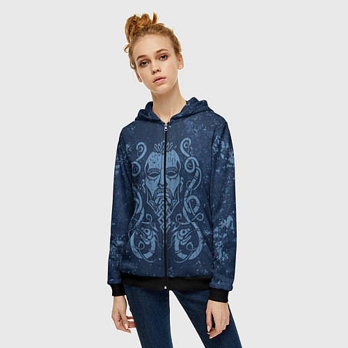 Женская толстовка на молнии Викинг орнамент / 3D-Черный – фото 3