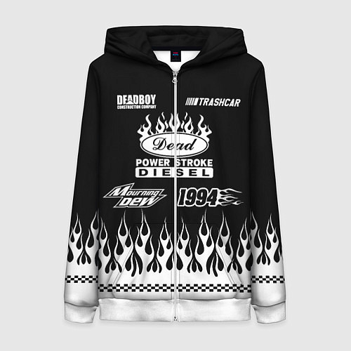 Женская толстовка на молнии Dead black - Bones / 3D-Белый – фото 1