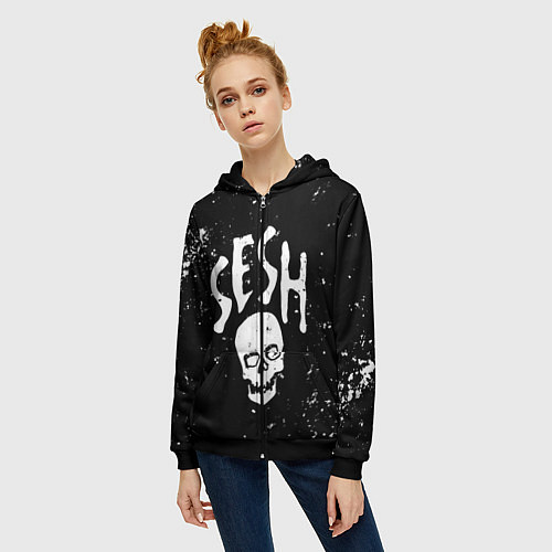 Женская толстовка на молнии Sesh / 3D-Черный – фото 3