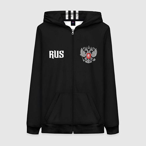 Женская толстовка на молнии Россия три полоски / 3D-Черный – фото 1