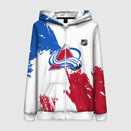 Женская толстовка на молнии Колорадо Эвеланш - брызги красок / 3D-Белый – фото 1