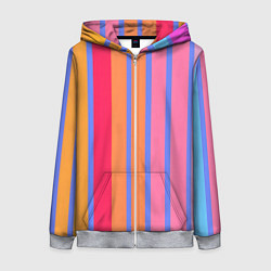 Женская толстовка на молнии Теплые цветные полосы