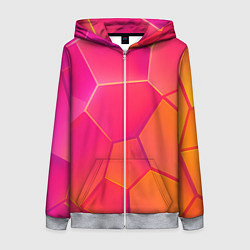 Толстовка на молнии женская Розово-оранжевые плиты, цвет: 3D-меланж