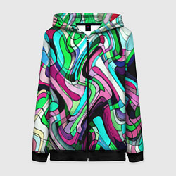 Женская толстовка на молнии Зелёно-розовый искажённая абстракция