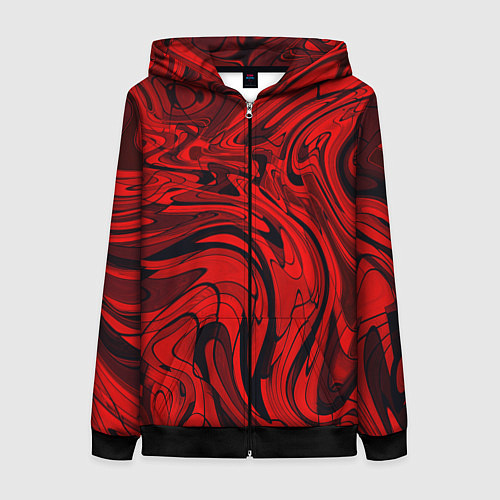 Женская толстовка на молнии Красный смешение пластика / 3D-Черный – фото 1
