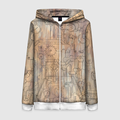 Женская толстовка на молнии Стимпанк элементы / 3D-Белый – фото 1