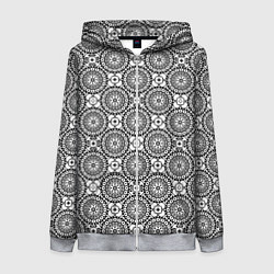 Толстовка на молнии женская Черно белый кружевной узор, цвет: 3D-меланж
