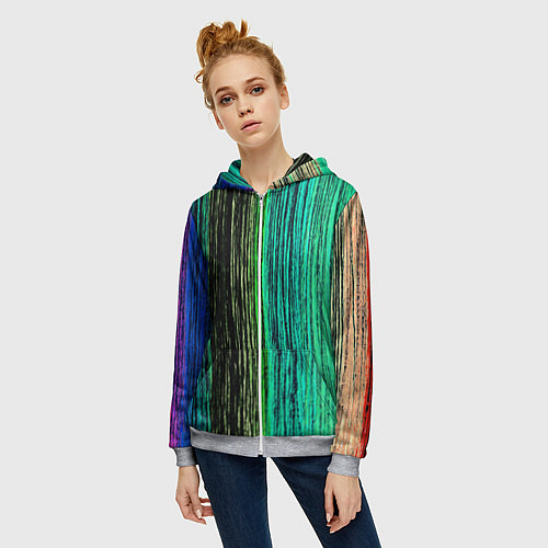 Женская толстовка на молнии Цветовая палитра / 3D-Меланж – фото 3