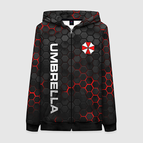 Женская толстовка на молнии Амбрелла - плиты с подсветкой / 3D-Черный – фото 1