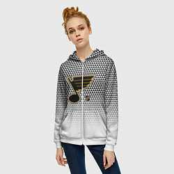 Толстовка на молнии женская Сент Луис Блюз - белый градиент, цвет: 3D-белый — фото 2