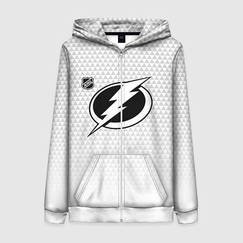 Женская толстовка на молнии Тампа Бэй Лайтнинг - белые треугольники / 3D-Белый – фото 1