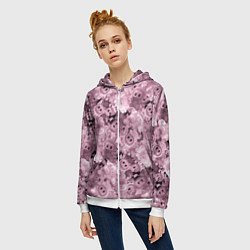 Толстовка на молнии женская Розовые лабубы паттерн, цвет: 3D-белый — фото 2