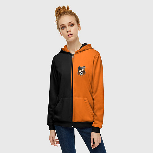 Женская толстовка на молнии ФК Урал - два цвета / 3D-Черный – фото 3