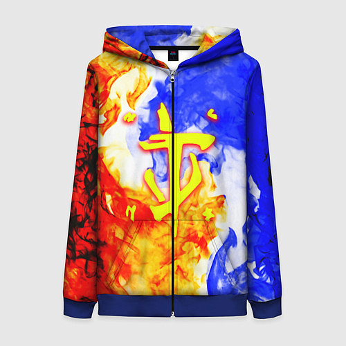 Женская толстовка на молнии Doom битва огня / 3D-Синий – фото 1