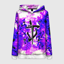 Толстовка на молнии женская Doom неоновый огонь лого, цвет: 3D-белый