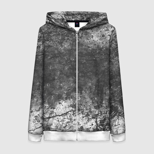 Женская толстовка на молнии Абстракция - grey and white wall with cracks / 3D-Белый – фото 1
