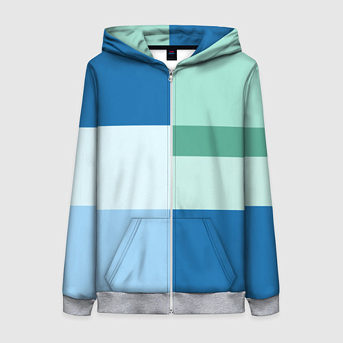 Женская толстовка на молнии Мятное небо колор-блок / 3D-Меланж – фото 1