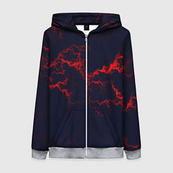 Толстовка на молнии женская Lightning red glow, цвет: 3D-меланж