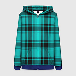 Толстовка на молнии женская Checkered blue, цвет: 3D-синий